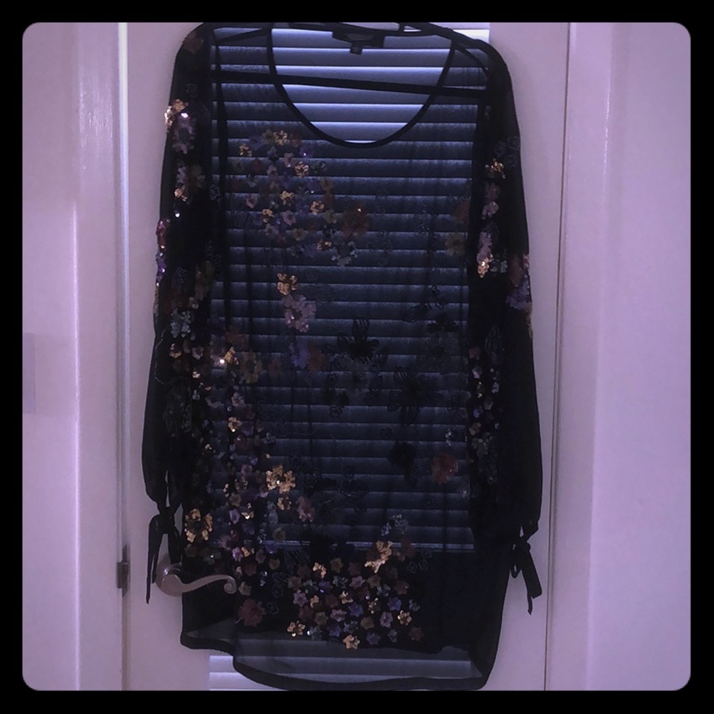 Sheer Black Sequin Dress/Cover Up